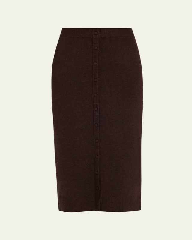 Knit Button Detail Midi Skirt